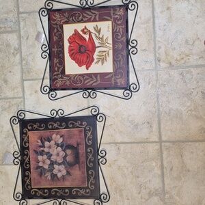Home Trends Floral Wall Art with Metal Frame. YOU get Both Pictures.